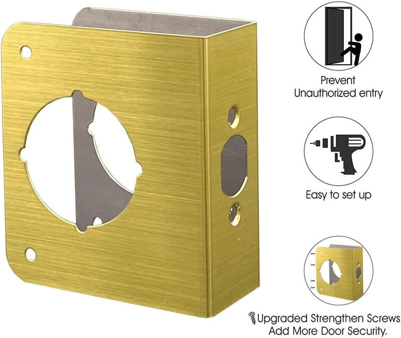 SUMBIN Door Guard Reinforcer 1-3/8-Inch Thick by 2-3/8-Inch Backset 2-1/8-Inch Bore with Satin Brass Color - Image 1